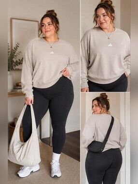 ADIDAS Minimalist Luxe Sweatshirt | 2XL NWT | Neutral Athleisure Chic